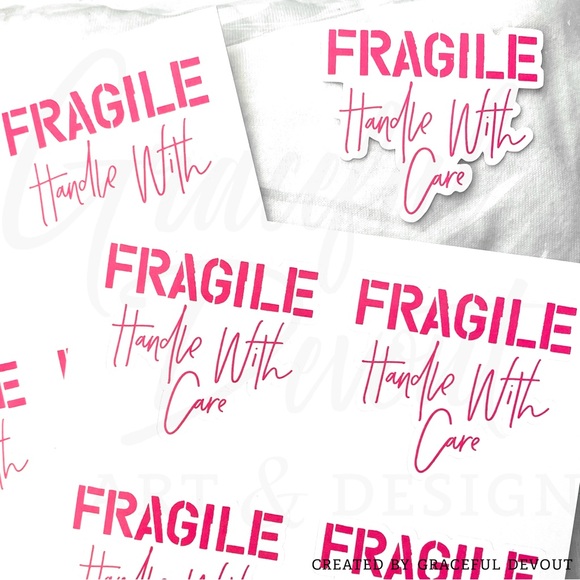 FRAGILE Handle With Care- (Pink Sticker) 2" (inches) (48ct.)  [GD57-48] - Picture 3 of 5